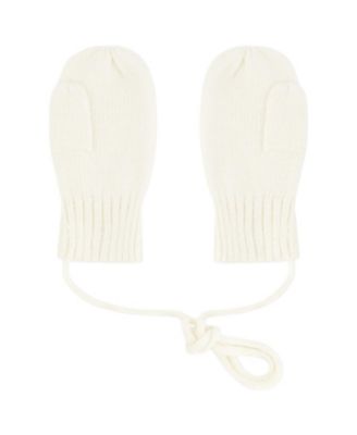  Unisex Rib Knit Mittens with Cord - Baby