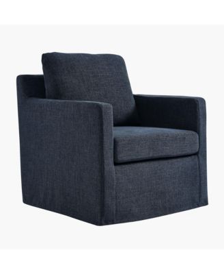  Serene Fabric Slipcovered Swivel Armchair