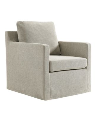  Serene Fabric Slipcovered Swivel Armchair