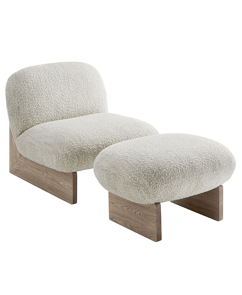 Modway Loyal Boucle Fabric Accent Chair and Ottoman, Set of 2