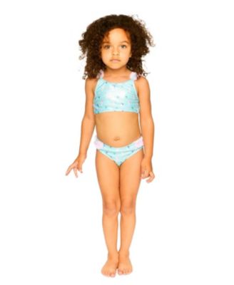 Girls' Two-Piece Ruffle Seahorse Swimsuit - Little Kid