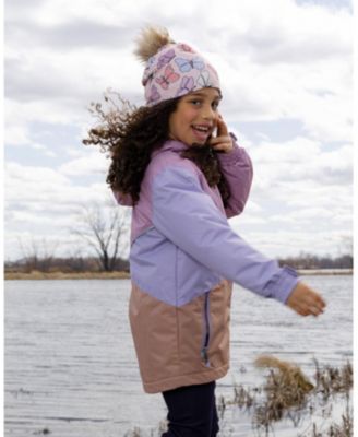  Girls' Stretch Jersey Hat Butterflies with Pompom - Little Kid, Big Kid