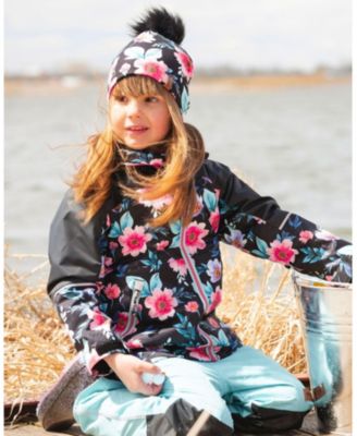  Girls' 3-in-1 Two-Piece Flowers Mid-Season Inner Jacket Outerwear Set - Big Kid