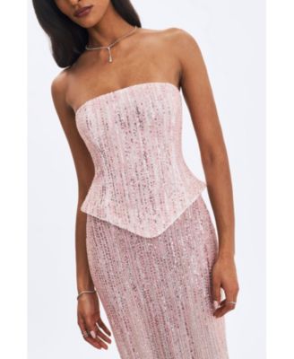  Tosca Beaded Gradient Strapless Maxi Dress