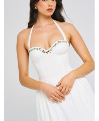  Gianna Embroidered Halter Maxi Dress