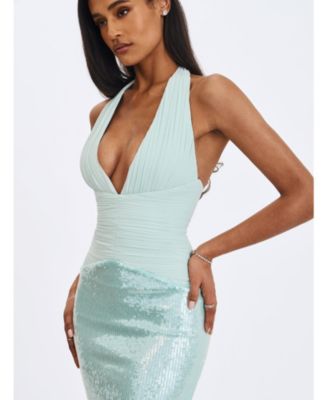  Wendale Sequin Plunging Mermaid Maxi Dress