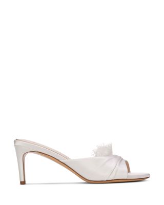 Women's Lace Trim Satin Slide Sandals 