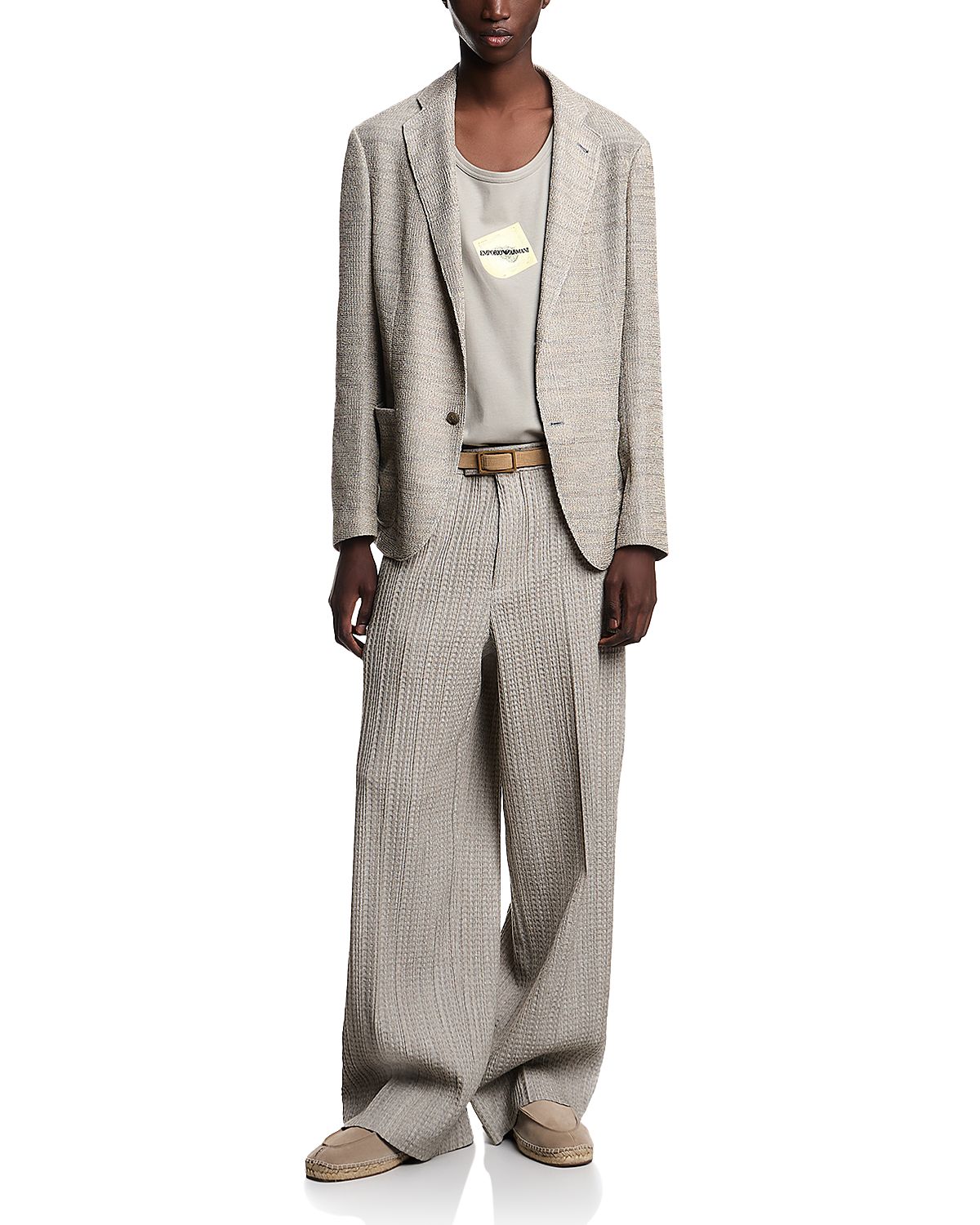 Emporio Armani Icon Cotton Blazer Jacket with Knit Effect 3D Texture