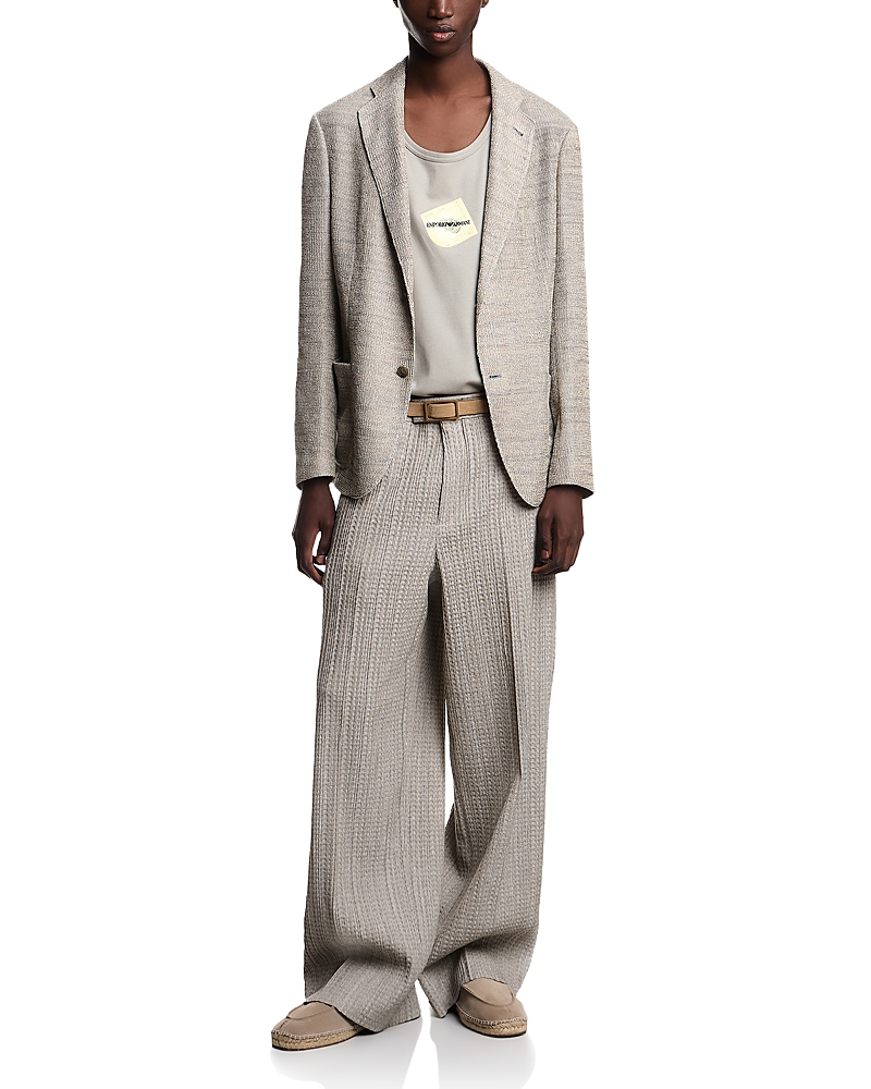 Emporio Armani Icon Cotton Blazer Jacket with Knit Effect 3D Texture