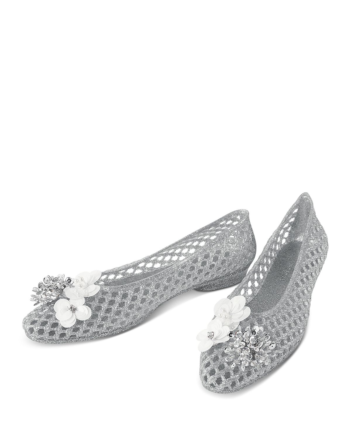 Heavenly Jelly Women's Vow Sequin Flower Silver Jelly Shoes