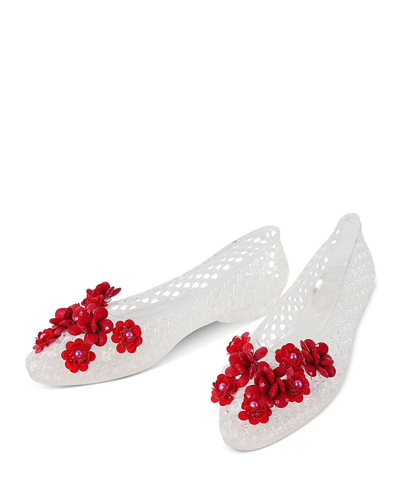 Heavenly Jelly Women's Nova Sequin Flower White Jelly Shoes