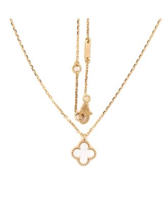  Sweet Alhambra Pendant Necklace 18K Gold and Mother of Pearl, 15.75"