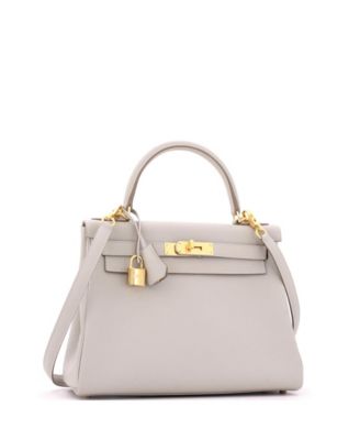 Kelly 28 Handbag Grey Togo with Gold Hardware
