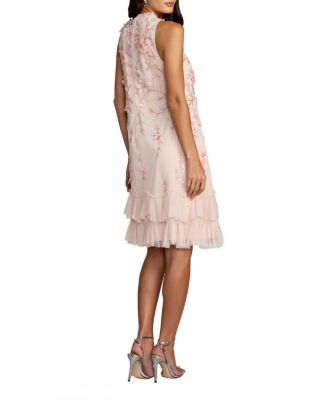  Embellished Ruffle Tiered High Neck Floral Dress