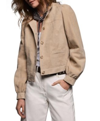  Women's Suede Puff Sleeve Jacket