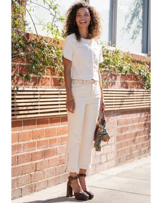 Collarless Short Sleeve Cropped Jacket