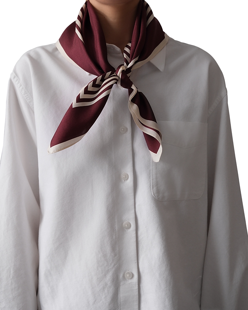 lescarf Striped Wine Red Silk Scarf