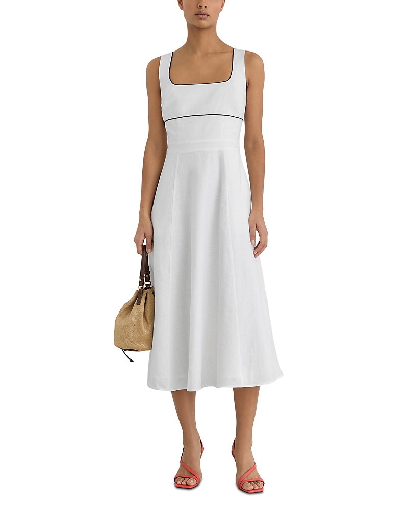 Reiss Dorothea Contrast Trim Linen Dress