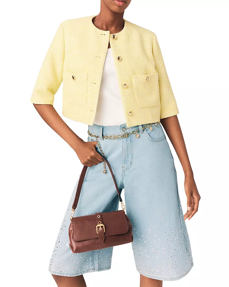 Maje Vytener Elbow Sleeve Tweed Jacket