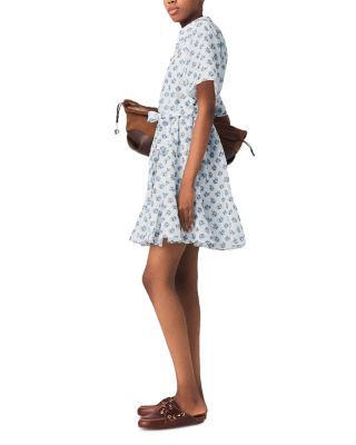 Short Patterned Linen-Blend Dress