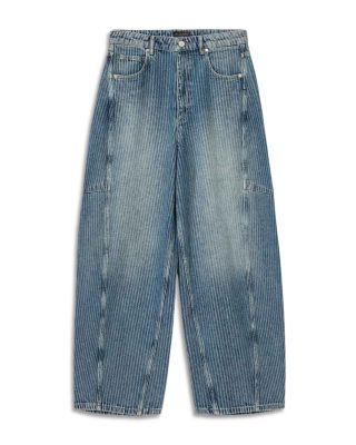 Carter High Rise Stripe Wide Leg Jeans in Titan Blue