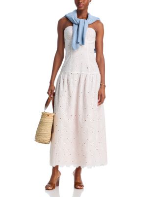 Damaris Eyelet Drop Waist Midi Dress - Exclusive