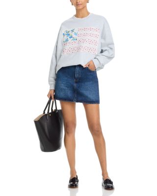 American Flag Applique Crewneck Sweatshirt