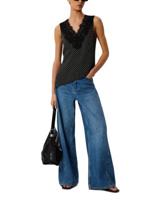 Mini Spot Lace Trim Top