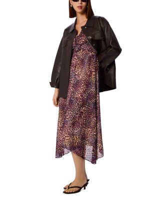 Orchid Print Cape Sleeve Dress
