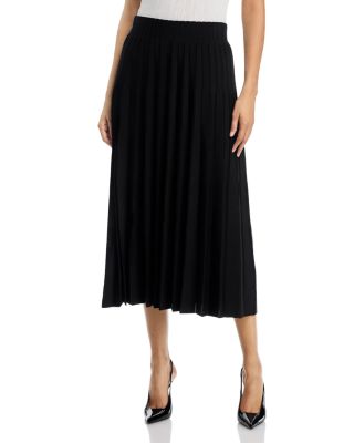 Pleated Pull On Knit Skirt