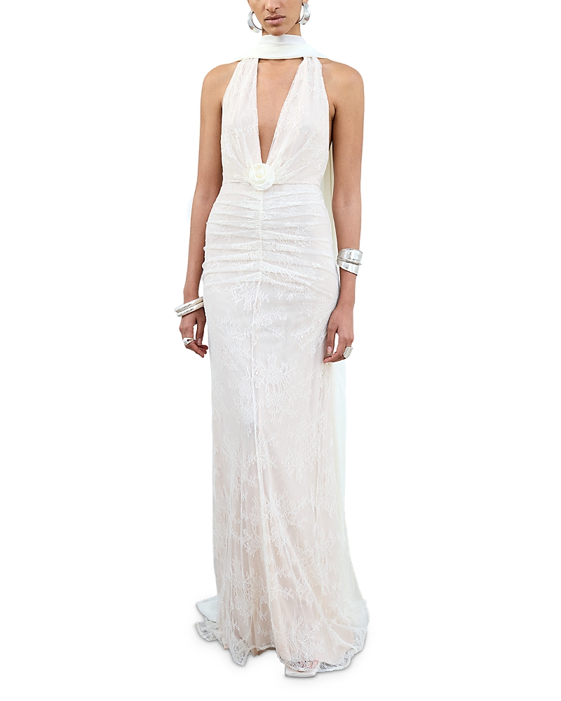 De La Vali Amora Backless Maxi Dress In White