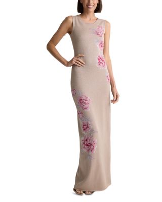 Metallic Peony Jacquard Knit Gown