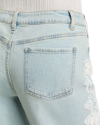 Esme High Rise 3D Lace Combo Jeans in Ice Blue/White