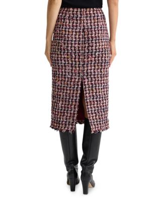 Houndstooth Tweed Pencil Skirt