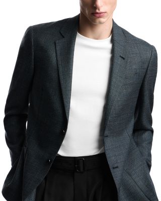 G Line Deco Regular Fit Single Breasted Notch Lapel Jacket in Wool & Silk Blend