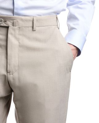 Wool, Silk & Linen Flat Front Trousers