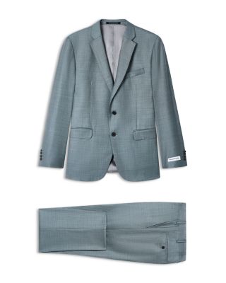 M Line Slim Fit Single Breasted Notch Lapel Suit in Sharkskin Wool