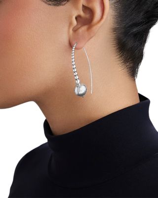 Sterling Silver Caviar Bubbly Graduated Bead Threader Earrings