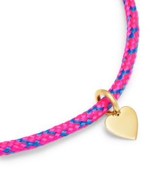 14K Yellow Gold Paracord Midi Bitty Heart Charm Cord Bracelet