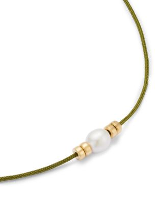 14K Yellow Gold Paracord Cultured Freshwater Baroque Pearl & Rondelle Collar Necklace, 12-26"