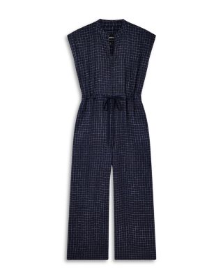 Grid Print Sleeveless Jumpsuit 