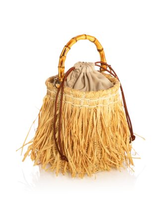 Fringed Straw Bucket Bag - Exclusive 