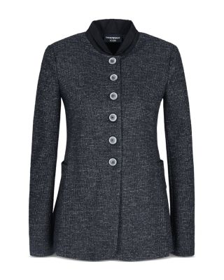 Micro Houndstooth Back Pleat Blazer