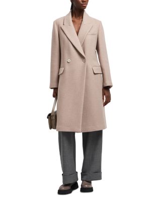 Knitwear Effect Double Breasted Coat