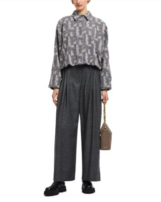 Geometric Jacquard Bubble Hem Jacket