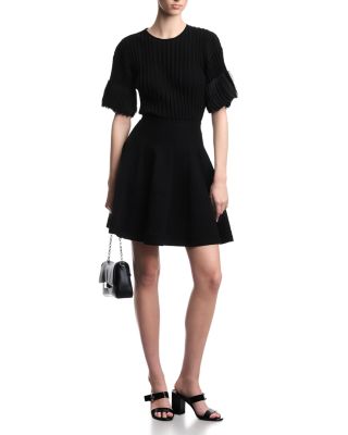 Rib Knit Ruffle Motif Top 