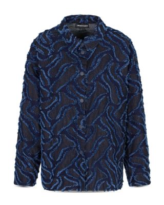 Fringe Embossed Blouson Denim Jacket