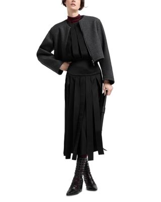 Satin Fringe Midi Skirt