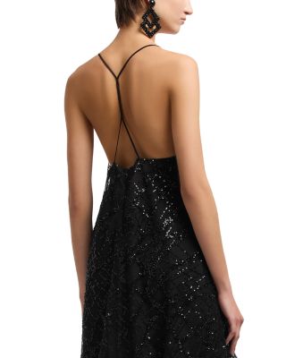 Tulle Maxi Dress with Allover Sequin Embroidery