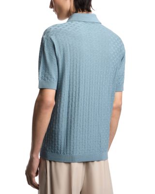 Knit Basketweave Polo Sweater